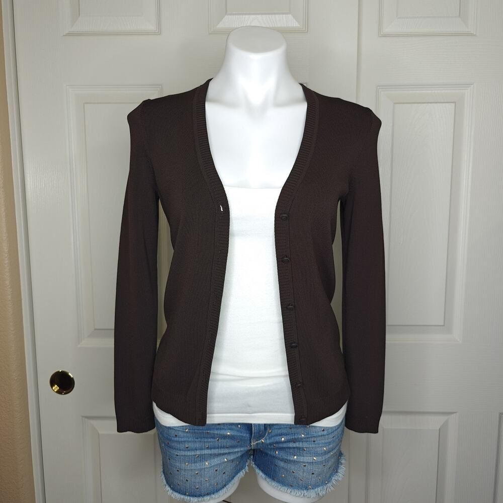 Ann Taylor Loft Brown V-Neck Cardigan Sz S